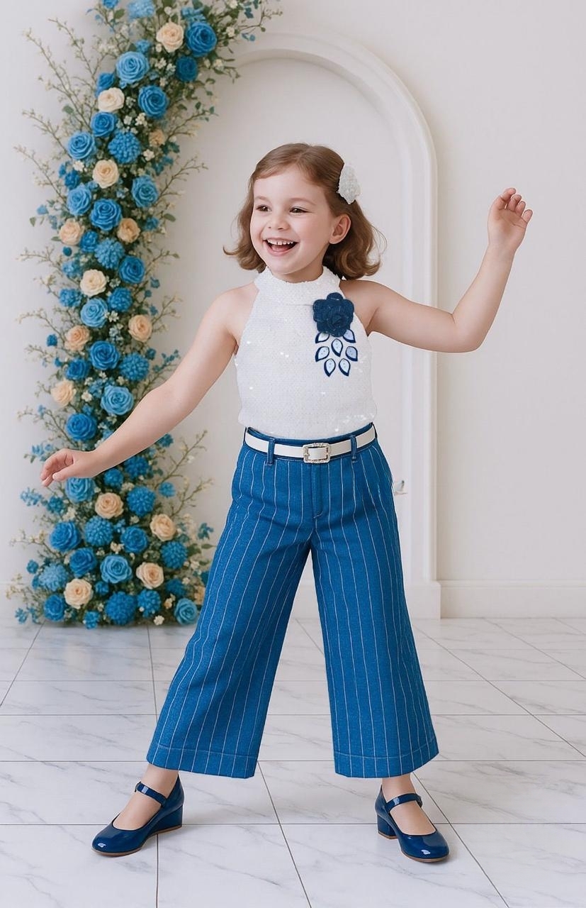Manufacturer, Exporter, Importer, Supplier, Wholesaler, Retailer, Trader of Blue Plazo Sets For Girls in New Delhi, Delhi, India