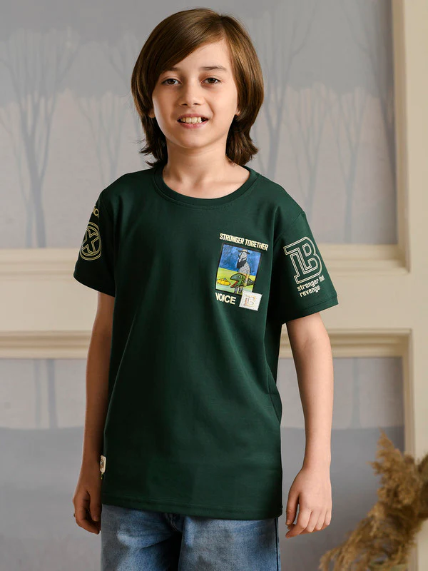 Manufacturer, Exporter, Importer, Supplier, Wholesaler, Retailer, Trader of Boys Bambini Green T-shirt in New Delhi, Delhi, India