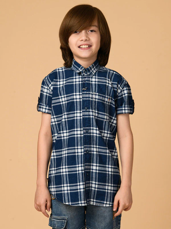Manufacturer, Exporter, Importer, Supplier, Wholesaler, Retailer, Trader of Boys Blue Checks Shirt in New Delhi, Delhi, India