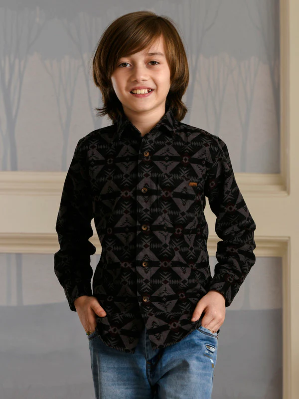 Manufacturer, Exporter, Importer, Supplier, Wholesaler, Retailer, Trader of Boys Ecohawk Grey Print Shirt in New Delhi, Delhi, India