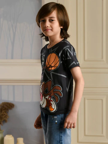 Manufacturer, Exporter, Importer, Supplier, Wholesaler, Retailer, Trader of Boys Napoleon Black T-shirt in New Delhi, Delhi, India