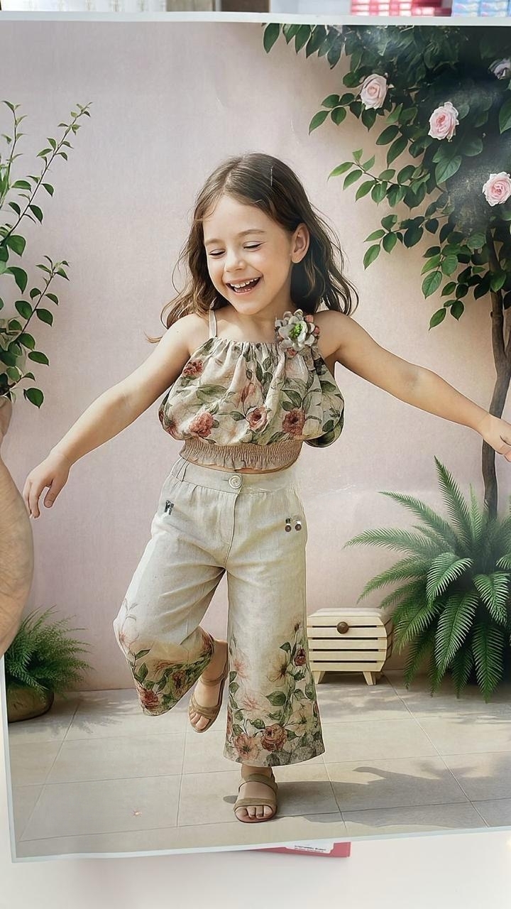 Manufacturer, Exporter, Importer, Supplier, Wholesaler, Retailer, Trader of Cream Floral Printed Plazo Sets For Girls in New Delhi, Delhi, India