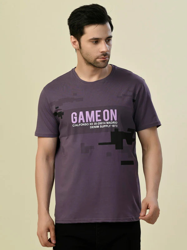 Manufacturer, Exporter, Importer, Supplier, Wholesaler, Retailer, Trader of Cyan Mouse (Purple) Men T-Shirt in New Delhi, Delhi, India