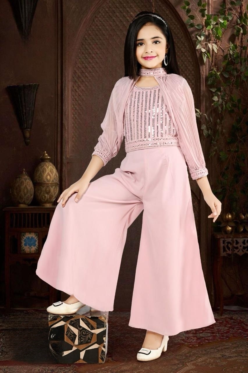 Manufacturer, Exporter, Importer, Supplier, Wholesaler, Retailer, Trader of Dusty Pink Sharara Suit For GIrls in New Delhi, Delhi, India