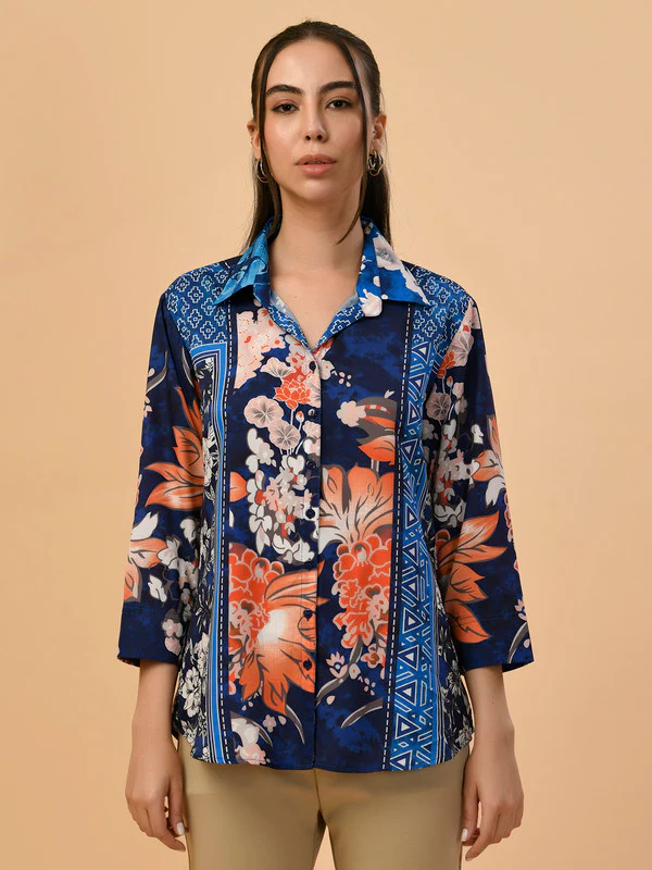 Manufacturer, Exporter, Importer, Supplier, Wholesaler, Retailer, Trader of Ladies Blue Casual Shirt in New Delhi, Delhi, India