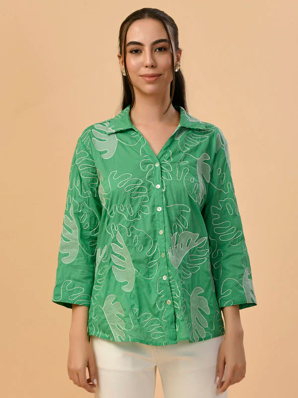 Manufacturer, Exporter, Importer, Supplier, Wholesaler, Retailer, Trader of Ladies Green Casual Shirt in New Delhi, Delhi, India