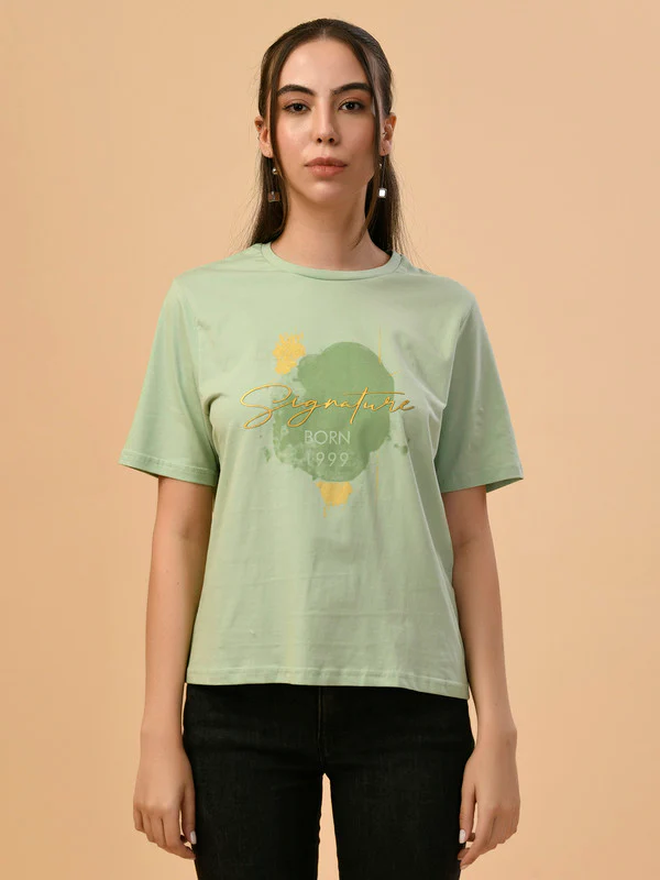 Manufacturer, Exporter, Importer, Supplier, Wholesaler, Retailer, Trader of Ladies L.Green Regular T-Shirt in New Delhi, Delhi, India