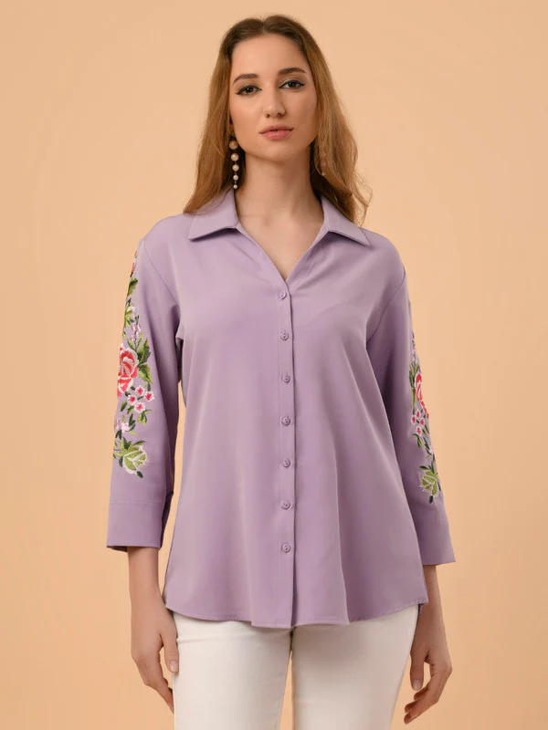 Manufacturer, Exporter, Importer, Supplier, Wholesaler, Retailer, Trader of Ladies Lilac Shirt in New Delhi, Delhi, India