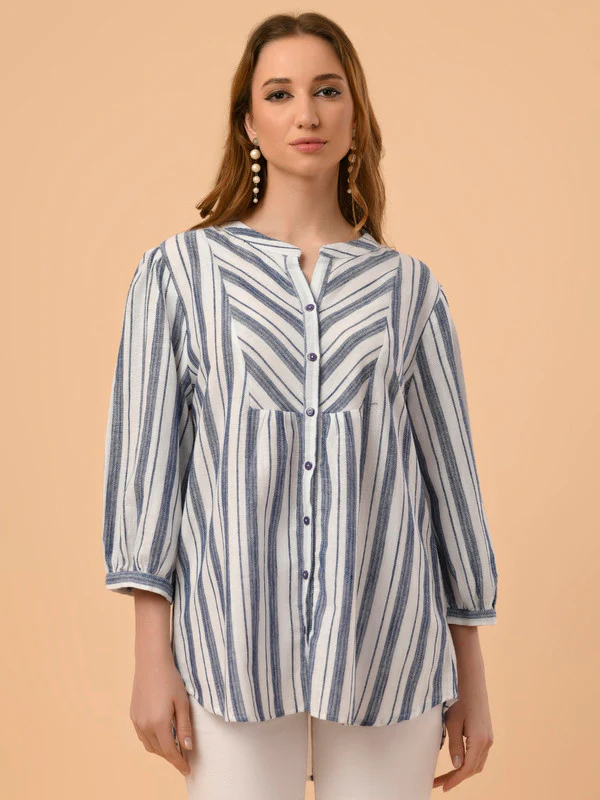 Manufacturer, Exporter, Importer, Supplier, Wholesaler, Retailer, Trader of Ladies Linen Slub Shirt in New Delhi, Delhi, India