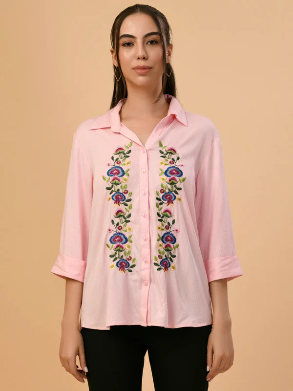 Manufacturer, Exporter, Importer, Supplier, Wholesaler, Retailer, Trader of Ladies Pink Casual Shirt in New Delhi, Delhi, India