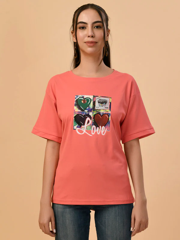 Manufacturer, Exporter, Importer, Supplier, Wholesaler, Retailer, Trader of Ladies Pink Regular T-Shirt in New Delhi, Delhi, India