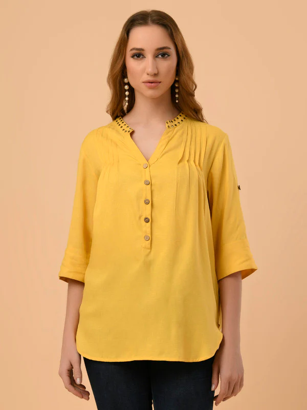 Manufacturer, Exporter, Importer, Supplier, Wholesaler, Retailer, Trader of Ladies Yellow Shirt in New Delhi, Delhi, India