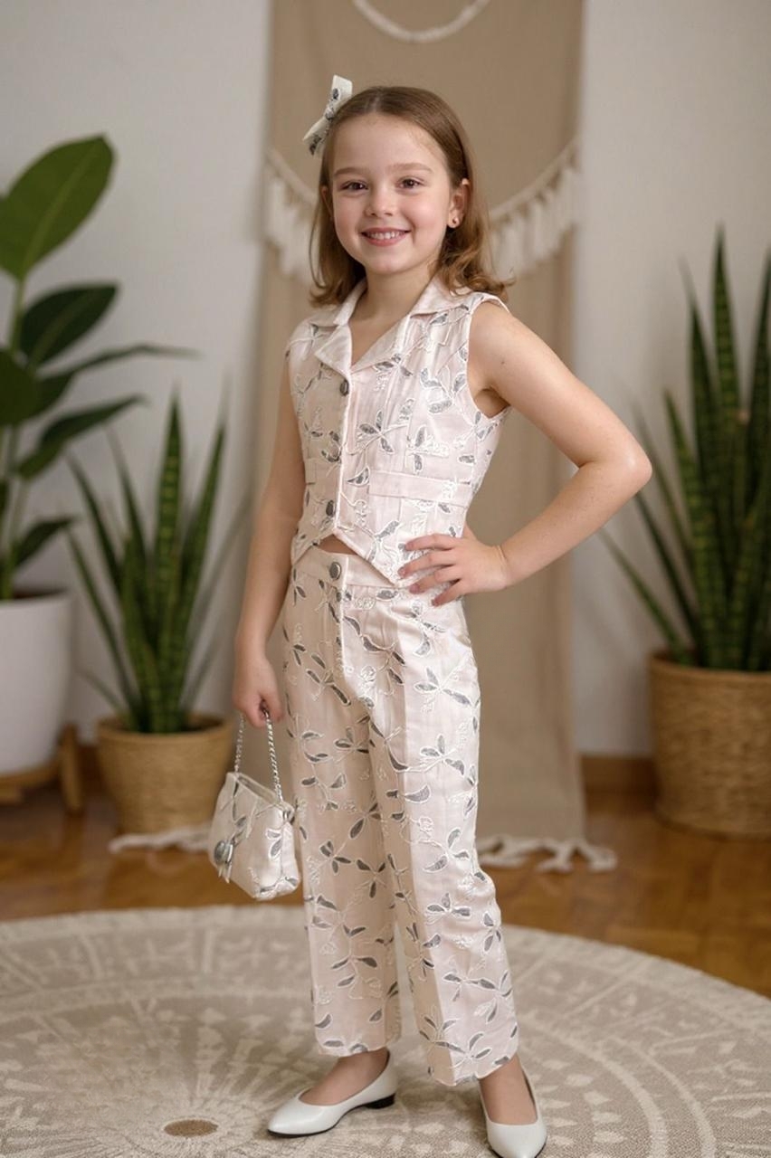 Manufacturer, Exporter, Importer, Supplier, Wholesaler, Retailer, Trader of Light Pink Printed Plazo Sets For Girls in New Delhi, Delhi, India
