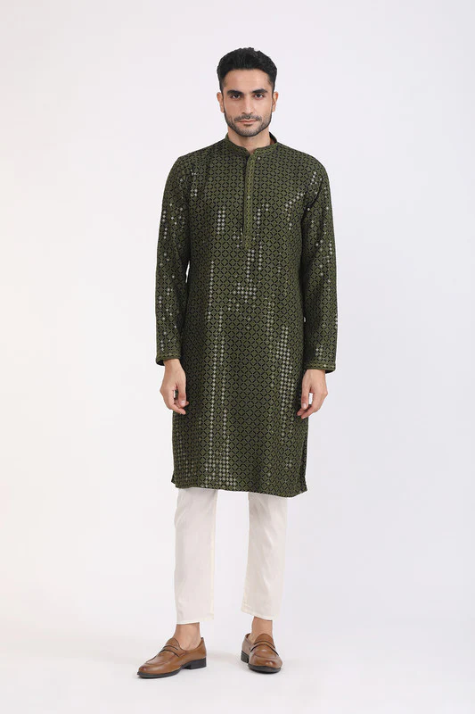 Manufacturer, Exporter, Importer, Supplier, Wholesaler, Retailer, Trader of Mehandi Kurta Pyjama For Men in New Delhi, Delhi, India
