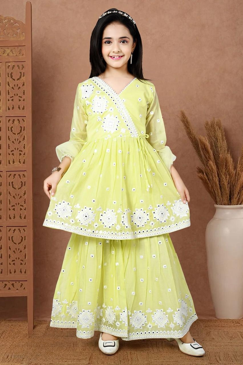 Manufacturer, Exporter, Importer, Supplier, Wholesaler, Retailer, Trader of Neon Yellow Sharara Suit For GIrls in New Delhi, Delhi, India