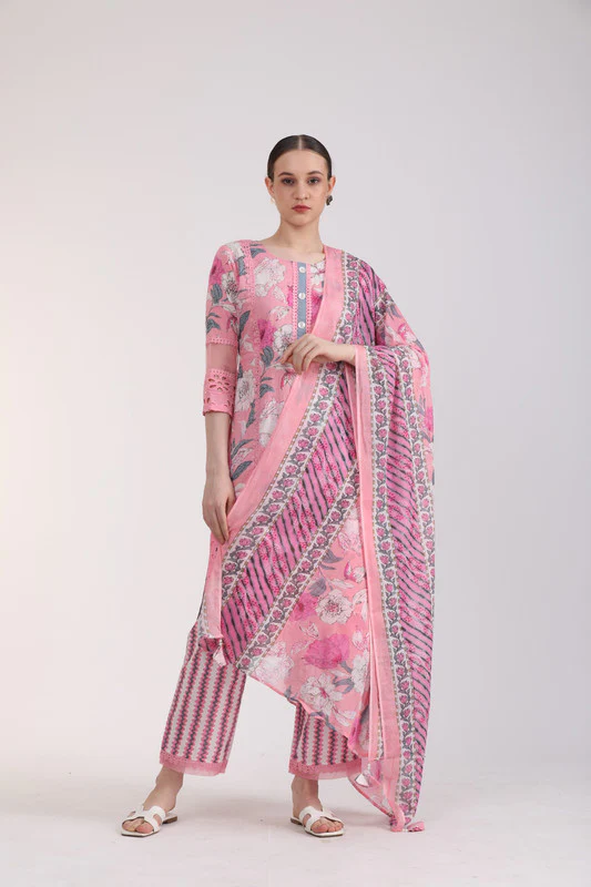 Manufacturer, Exporter, Importer, Supplier, Wholesaler, Retailer, Trader of Pink Women Kurta Set in New Delhi, Delhi, India