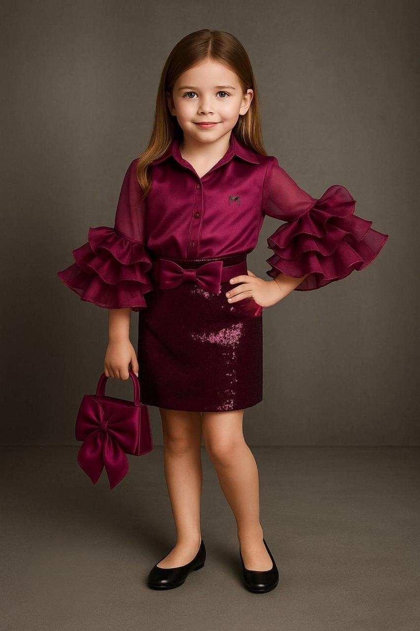 Manufacturer, Exporter, Importer, Supplier, Wholesaler, Retailer, Trader of Wine Colour Skirt Tops For Girls in New Delhi, Delhi, India