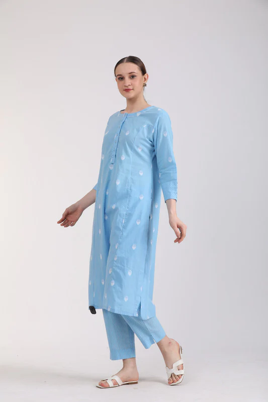 Manufacturer, Exporter, Importer, Supplier, Wholesaler, Retailer, Trader of Women Sky Blue Kurta Set in New Delhi, Delhi, India