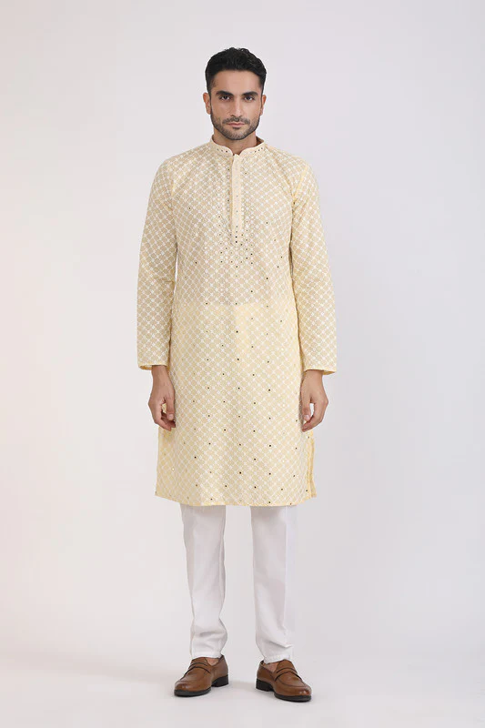 Manufacturer, Exporter, Importer, Supplier, Wholesaler, Retailer, Trader of Yellow Kurta Pyjama For Men in New Delhi, Delhi, India